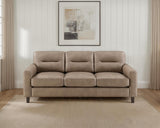 Scotland Brown Faux Leather Upholstered Track Arm Sofa from Coaster - Luna Furniture