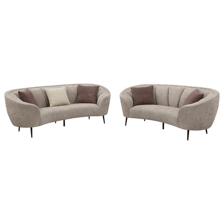 Ellorie Beige 2-Piece Upholstered Curved Sofa Set from Coaster - Luna Furniture