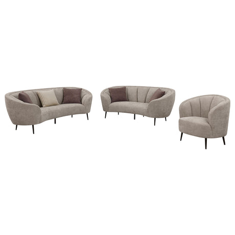 Ellorie Beige 3-Piece Upholstered Curved Sofa Set from Coaster - Luna Furniture
