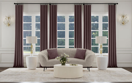 Ellorie Upholstered Channel Back Curved Loveseat Beige from Coaster - Luna Furniture