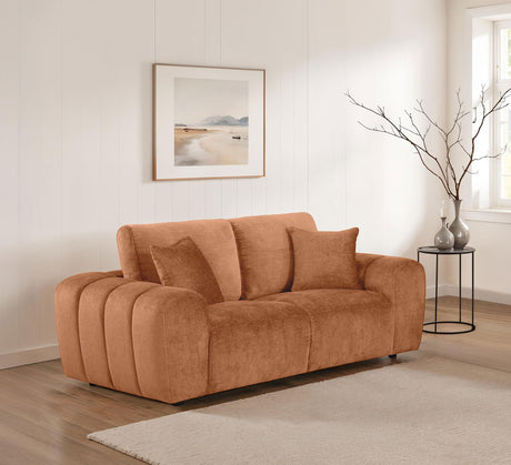 Burnett Chenille Upholstered Wide Arm Loveseat Burnt Orange from Coaster - Luna Furniture