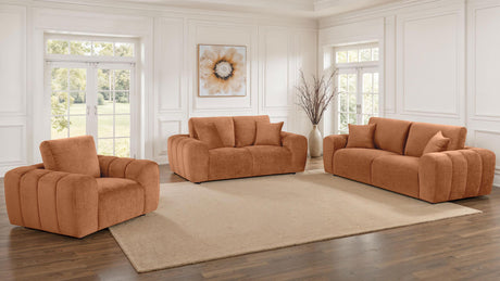 Burnett Chenille Upholstered Wide Arm Loveseat Burnt Orange from Coaster - Luna Furniture