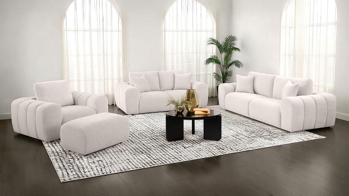 Burnett 4-piece Chenille Upholstered Sofa Set Ivory from Coaster - Luna Furniture