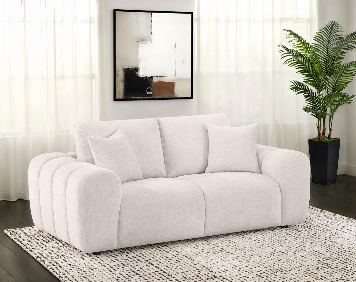Burnett Ivory Chenille Upholstered Wide Arm Loveseat from Coaster - Luna Furniture