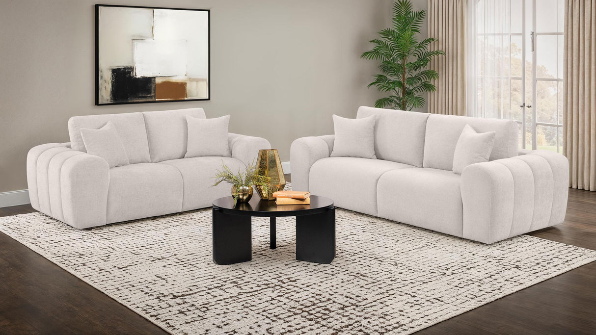 Burnett Ivory Chenille Upholstered Wide Arm Loveseat from Coaster - Luna Furniture