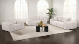 Burnett Ivory Chenille Upholstered Wide Arm Loveseat from Coaster - Luna Furniture