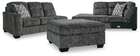 Lonoke Gunmetal 2-Piece Sectional with Ottoman from Ashley - Luna Furniture