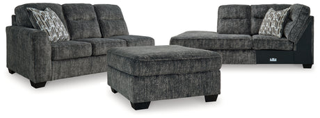 Lonoke Gunmetal 2-Piece Sectional with Ottoman from Ashley - Luna Furniture