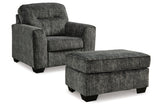Lonoke Gunmetal Oversized Chair and Ottoman from Ashley - Luna Furniture
