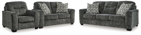 Lonoke Gunmetal Sofa, Loveseat and Oversized Chair from Ashley - Luna Furniture
