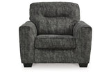Lonoke Gunmetal Oversized Chair and Ottoman from Ashley - Luna Furniture