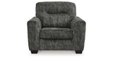 Lonoke Gunmetal Chair and Ottoman from Ashley - Luna Furniture