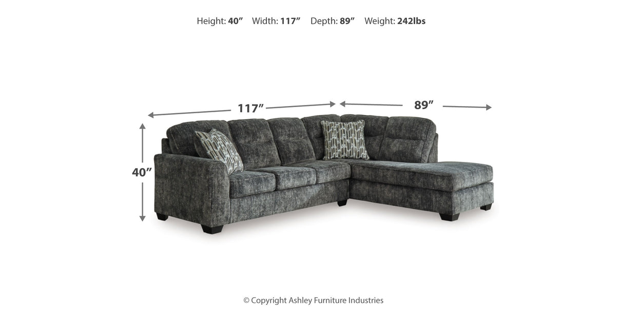 Lonoke Gunmetal 2-Piece Sectional with Ottoman from Ashley - Luna Furniture