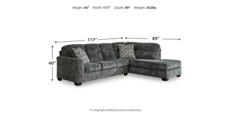 Lonoke Gunmetal 2-Piece Sectional with Ottoman from Ashley - Luna Furniture