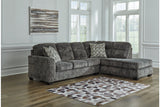 Lonoke Gunmetal 2-Piece RAF Chaise Sectional from Ashley - Luna Furniture