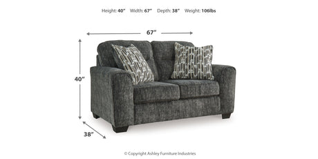 Lonoke Gunmetal 2 Loveseats and Chair from Ashley Furniture - Luna Furniture