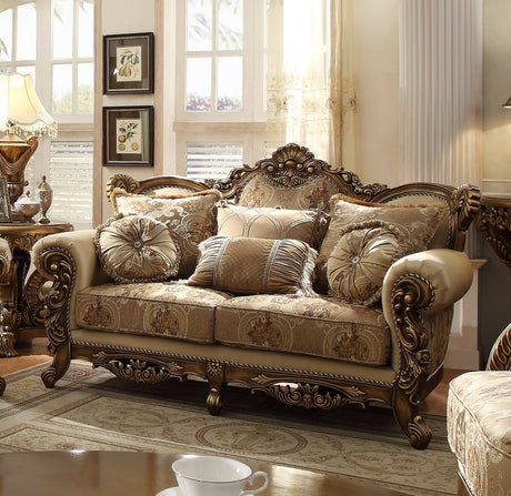 HD-506 Metallic Antique Gold/Perfect Brown Loveseat from Homey Design - Luna Furniture