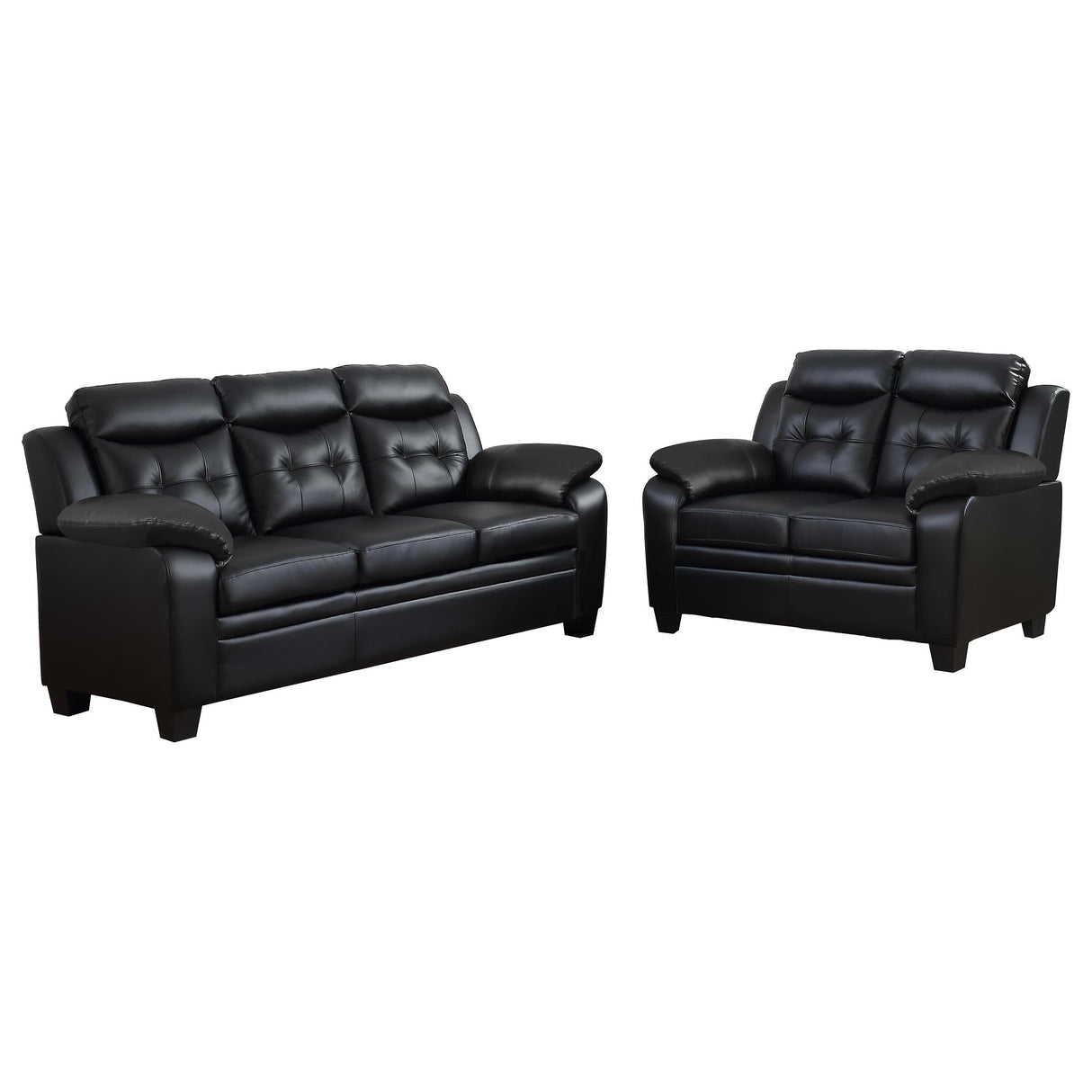 Finley Black Upholstered Pillow Top Arm Living Room Set from Coaster - Luna Furniture