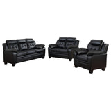 Finley Black Upholstered Pillow Top Arm Living Room Set from Coaster - Luna Furniture