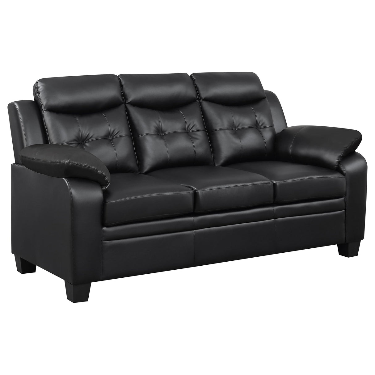 Finley Black Upholstered Pillow Top Arm Living Room Set from Coaster - Luna Furniture