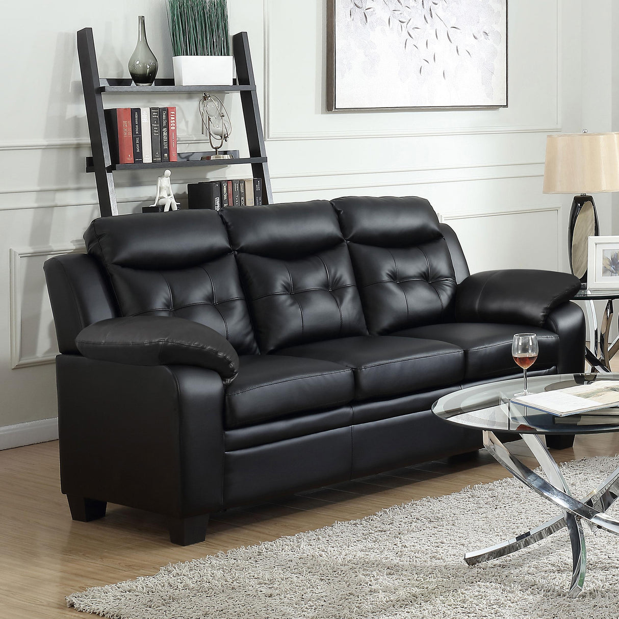 Finley Black Tufted Upholstered Sofa from Coaster - Luna Furniture