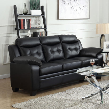 Finley Black Tufted Upholstered Sofa from Coaster - Luna Furniture