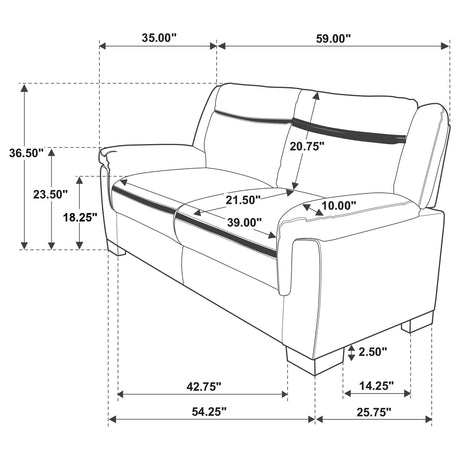 Arabella Gray Pillow Top Upholstered Loveseat from Coaster - Luna Furniture