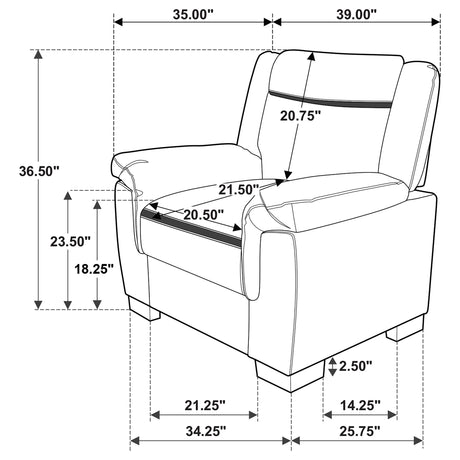 Arabella Gray Pillow Top Upholstered Chair from Coaster - Luna Furniture