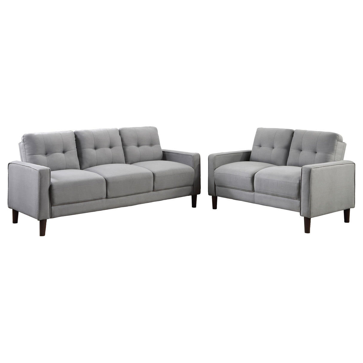 Bowen Gray 2-Piece Upholstered Track Arms Tufted Sofa Set from Coaster - Luna Furniture