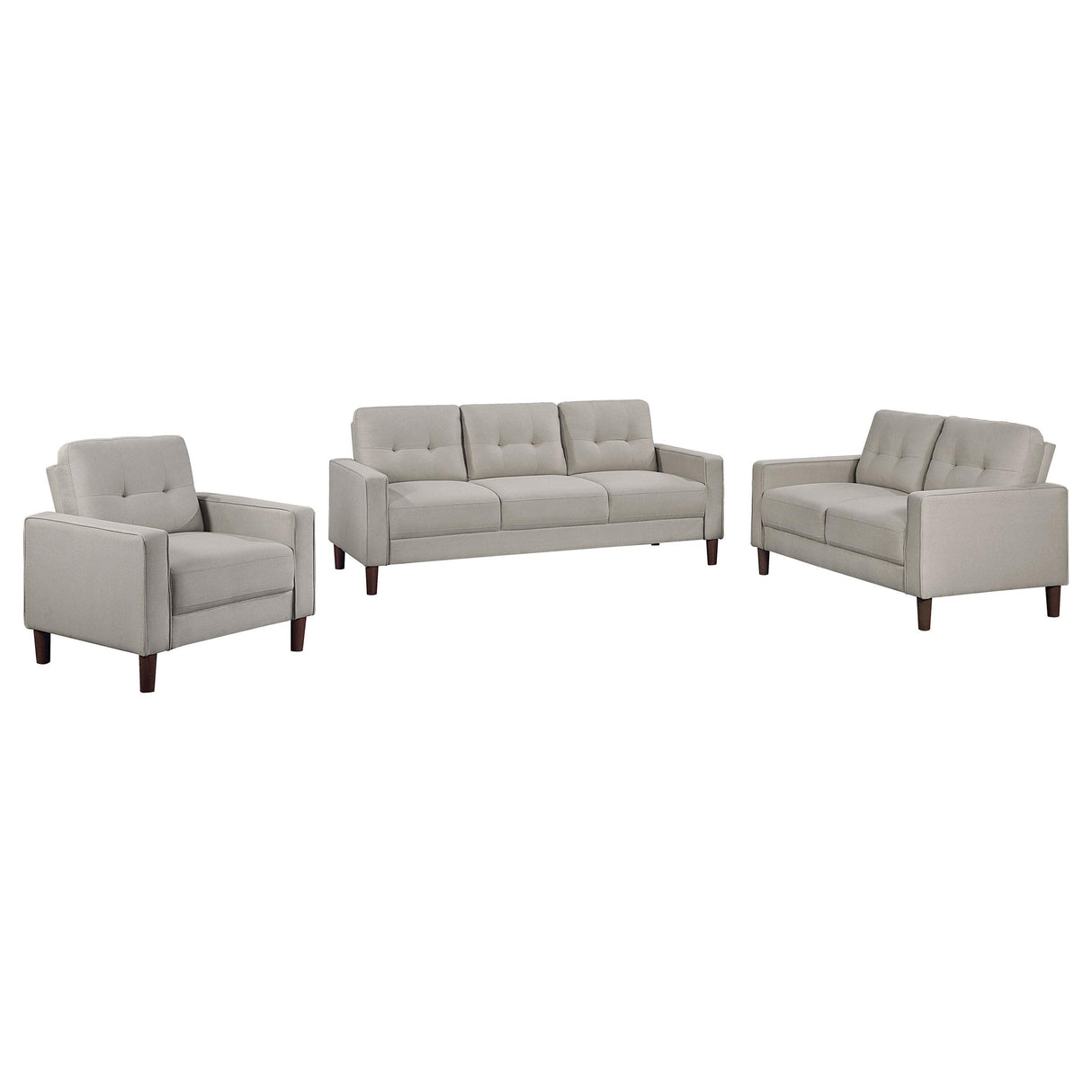 Bowen Beige 3-Piece Upholstered Track Arms Tufted Sofa Set from Coaster - Luna Furniture