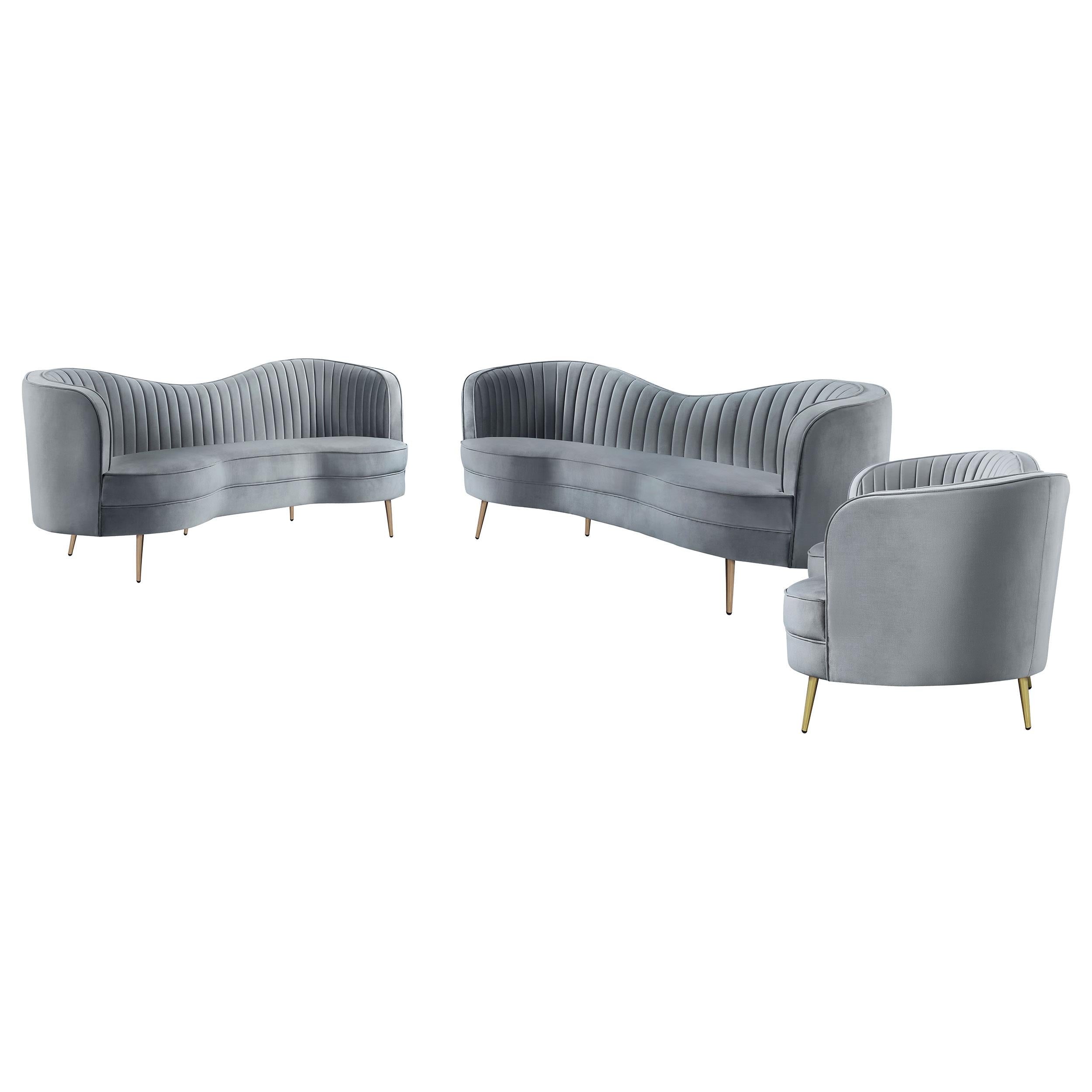 Coaster Sophia 3-piece Upholstered Living Room Set with Camel Back
