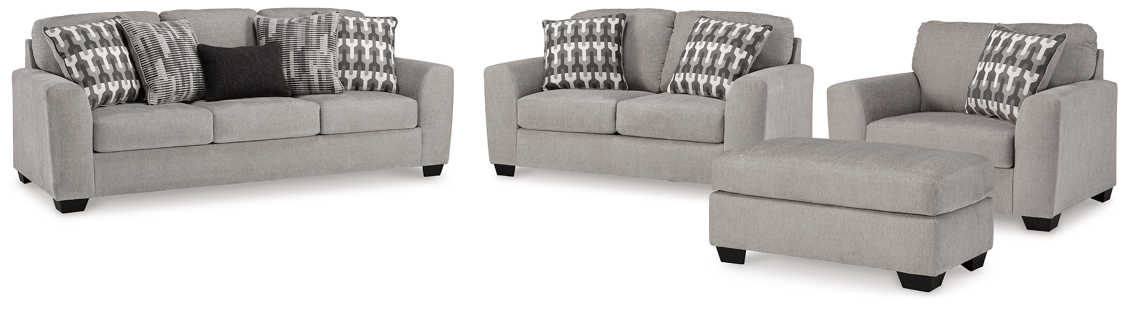 Ashley Avenal Park Flannel Sofa, Loveseat, Chair and Ottoman