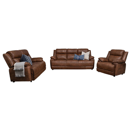 Ellington Dark Brown 3-Piece Upholstered Padded Arm Sofa Set from Coaster - Luna Furniture