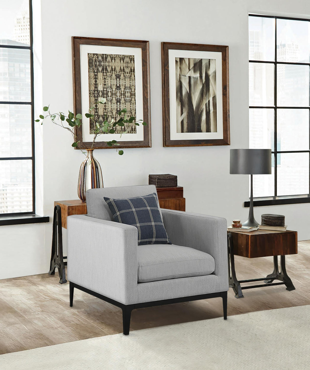 Apperson Light Gray Cushioned Back Arm Chair from Coaster - Luna Furniture