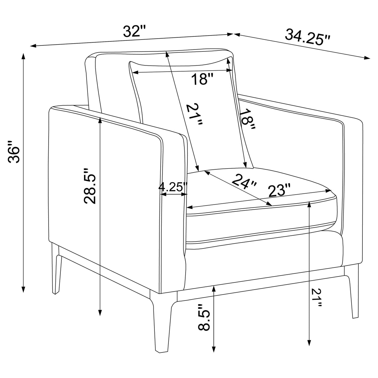 Apperson Light Gray Cushioned Back Arm Chair from Coaster - Luna Furniture