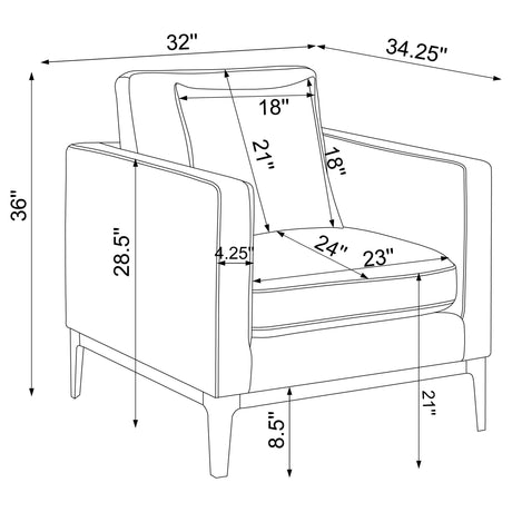 Apperson Light Gray Cushioned Back Arm Chair from Coaster - Luna Furniture