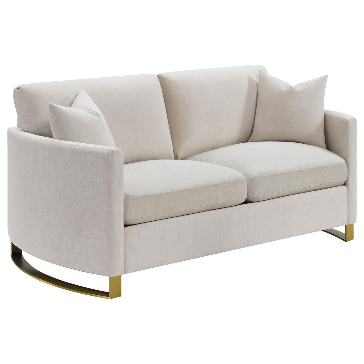 Corliss Beige and Rose Brass 2-Piece Arched Arms Living Room Set from Coaster - Luna Furniture