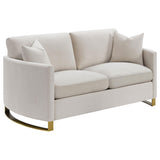 Corliss Beige and Rose Brass 2-Piece Arched Arms Living Room Set from Coaster - Luna Furniture