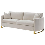 Corliss Beige Upholstered Arched Arms Sofa from Coaster - Luna Furniture