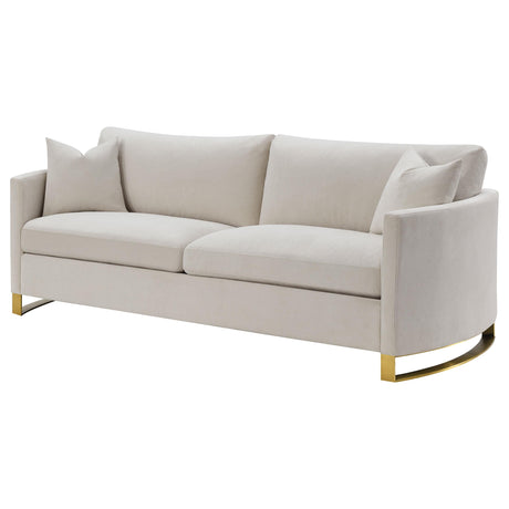 Corliss Beige Upholstered Arched Arms Sofa from Coaster - Luna Furniture