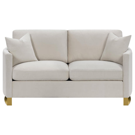 Corliss Beige Upholstered Arched Arms Loveseat from Coaster - Luna Furniture