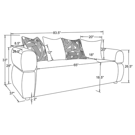 Jeanette Beige 3-Piece Fabric Upholstered Round Arm Living Room Set from Coaster - Luna Furniture