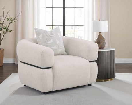 Jeanette Beige Fabric Upholstered Round Arm Accent Chair from Coaster - Luna Furniture
