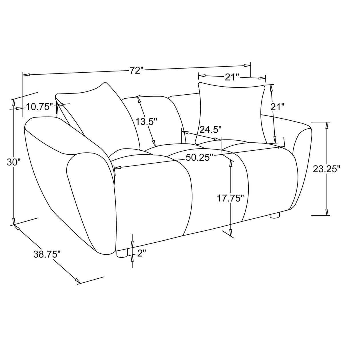Destino Greige 2-Piece Chenille Splayed Arm Living Room Set from Coaster - Luna Furniture