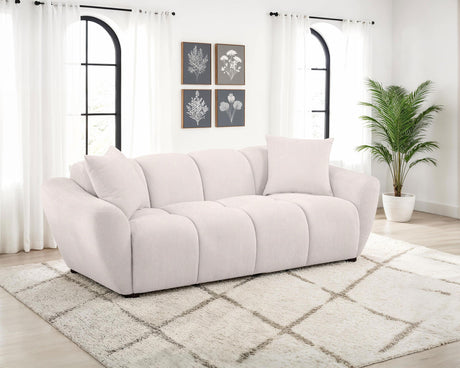 Destino Greige Chenille Upholstered Splayed Arm Sofa from Coaster - Luna Furniture
