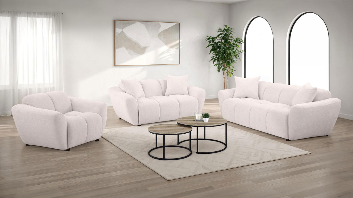 Destino Greige Chenille Upholstered Splayed Arm Accent Chair from Coaster - Luna Furniture