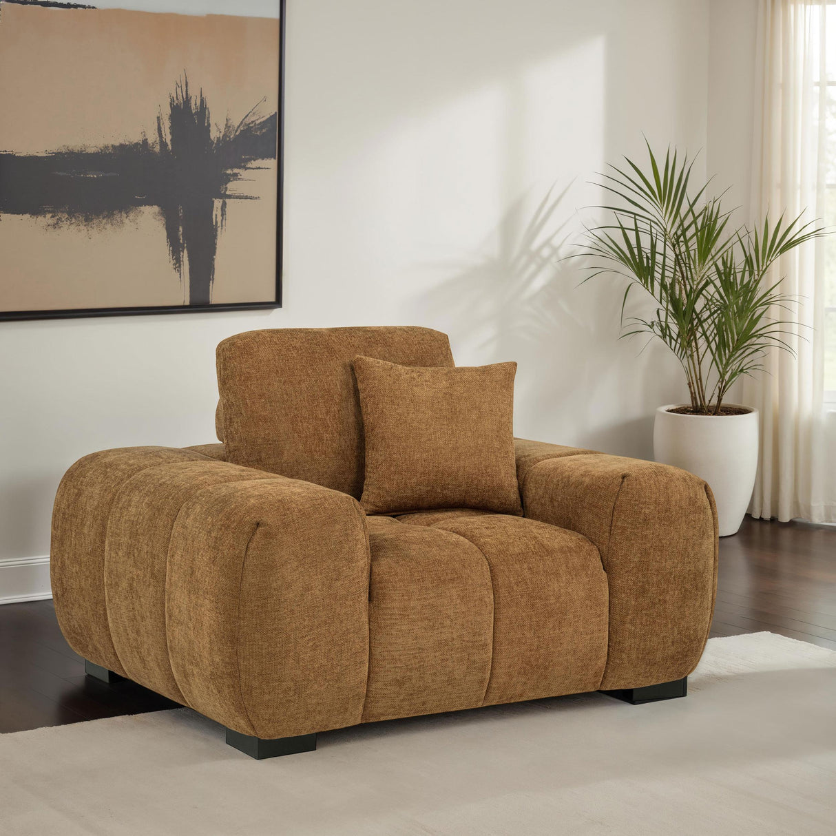 Octavia Amber Fabric Upholstered Track Arm Accent Chair from Coaster - Luna Furniture
