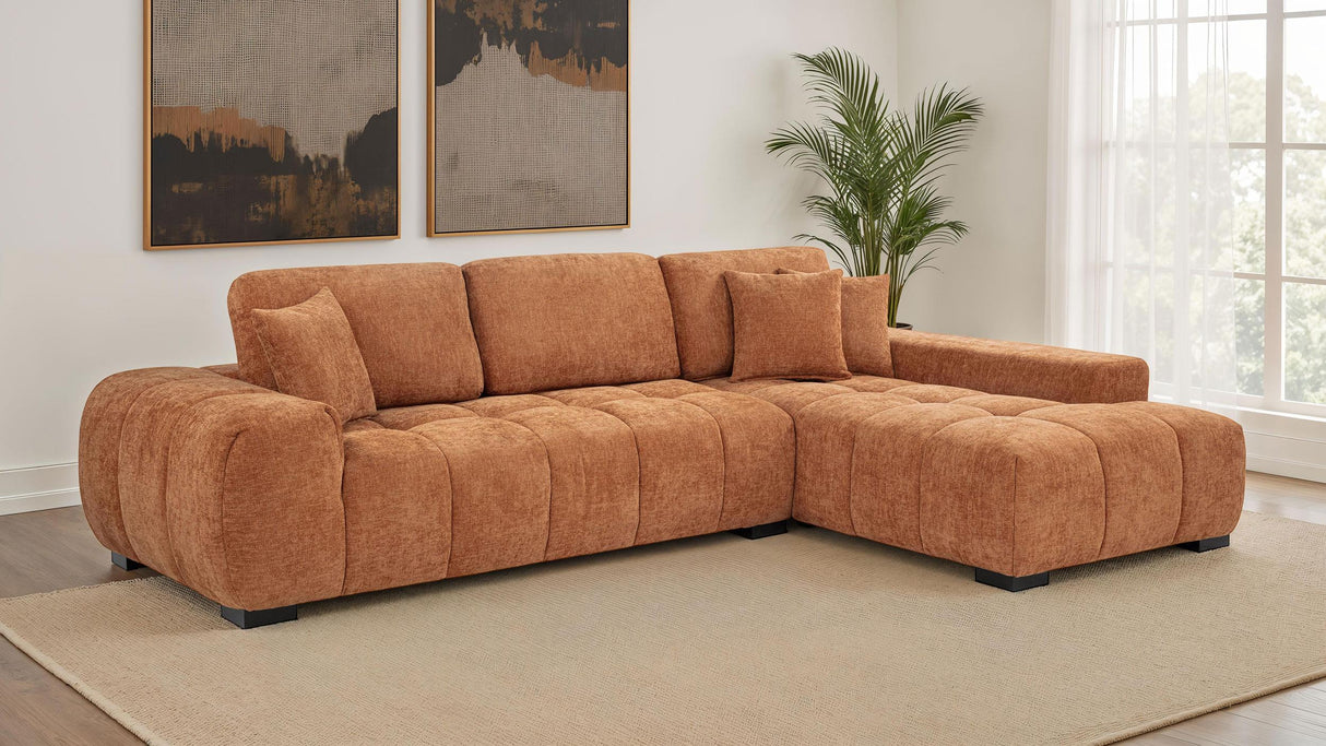 Octavia Orange Fabric Upholstered Sectional Chaise Sofa from Coaster - Luna Furniture