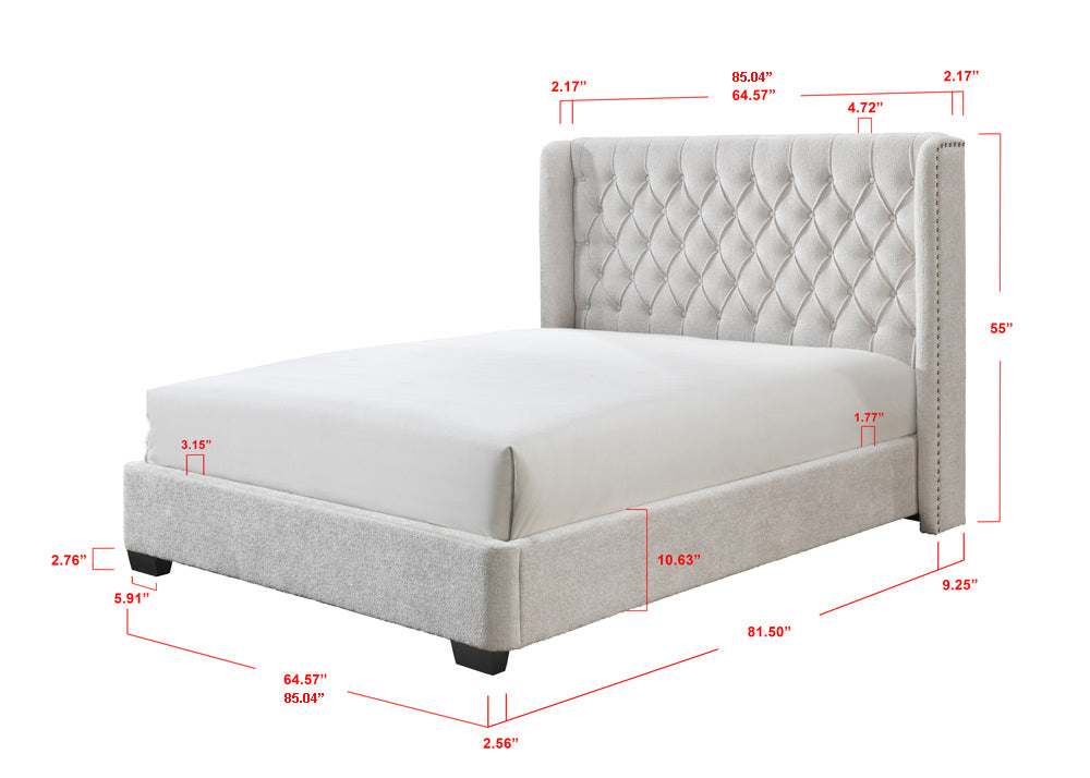 Daphne Oat Tweed Upholstered King Bed