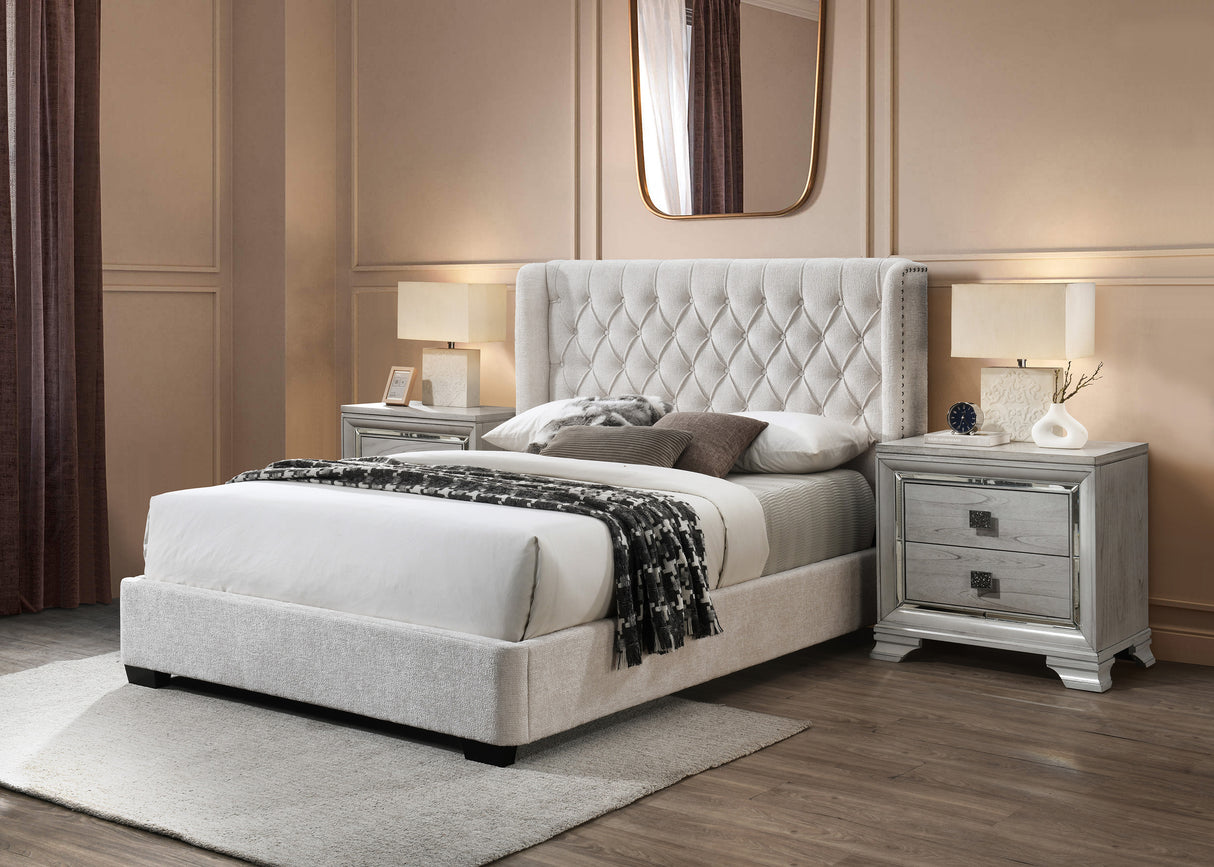 Daphne Oat Tweed Upholstered King Bed